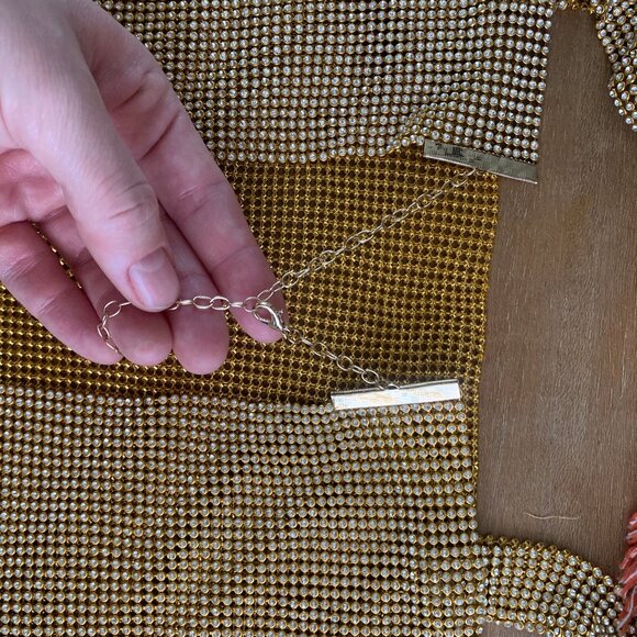 Rhinestone Gold Backless Square Crop Top - Picture 7 of 9